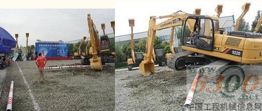 操作手挖掘机跨障碍比赛现场